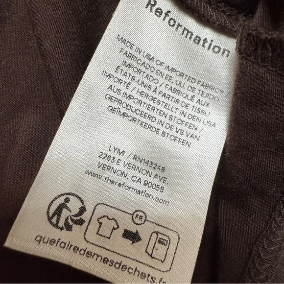 Reformation sz S Nicola Knit Top Brown Long Sleeves Stretch side buttons - Picture 6 of 7